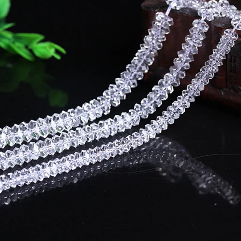 Natural Clear Quartz Rondelle Bead Strand