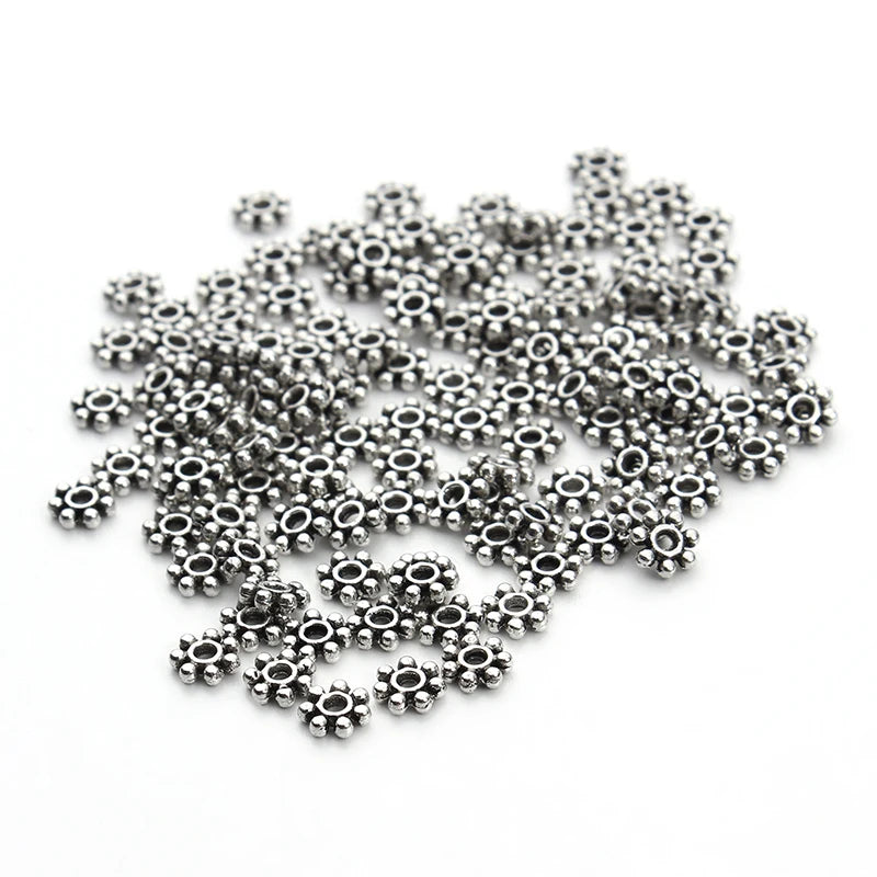 200pcs Tibetan Silver Flower Spacer Beads