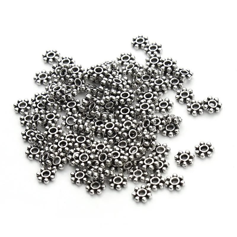 200pcs Tibetan Silver Flower Spacer Beads