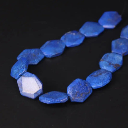 11-13pcs Lapis Faceted Slab Bead Strand