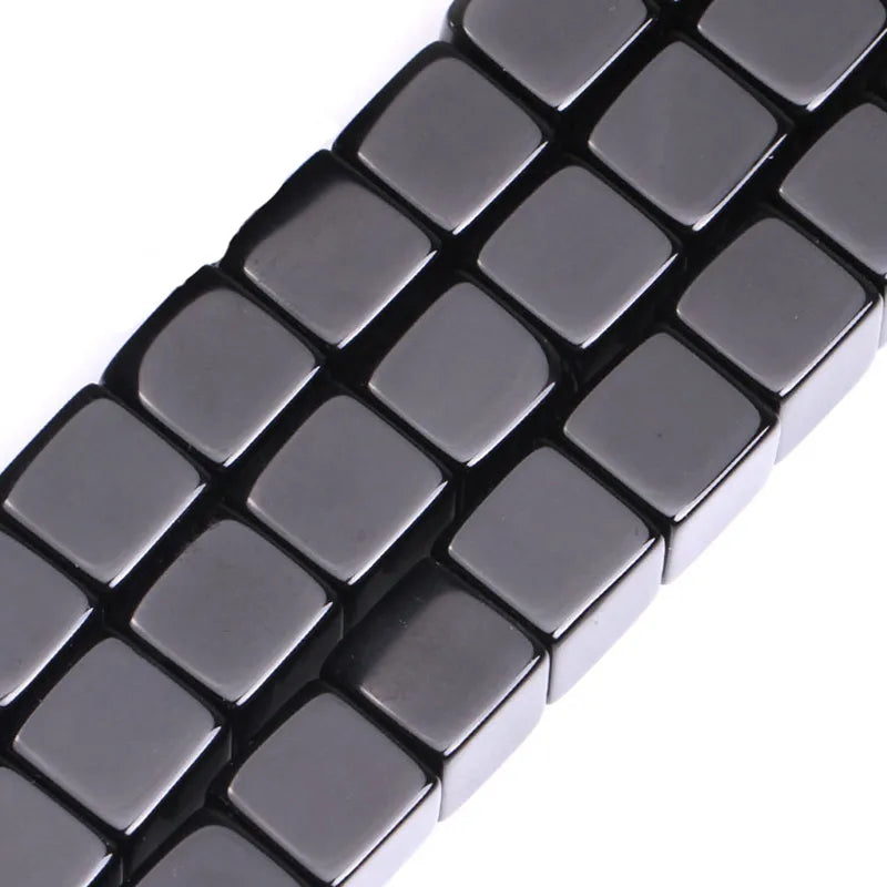 Natural Black Agate Cube Bead Strand (4/6/8/10/12mm)