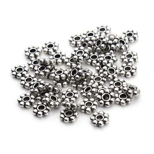 200pcs Tibetan Silver Flower Spacer Beads