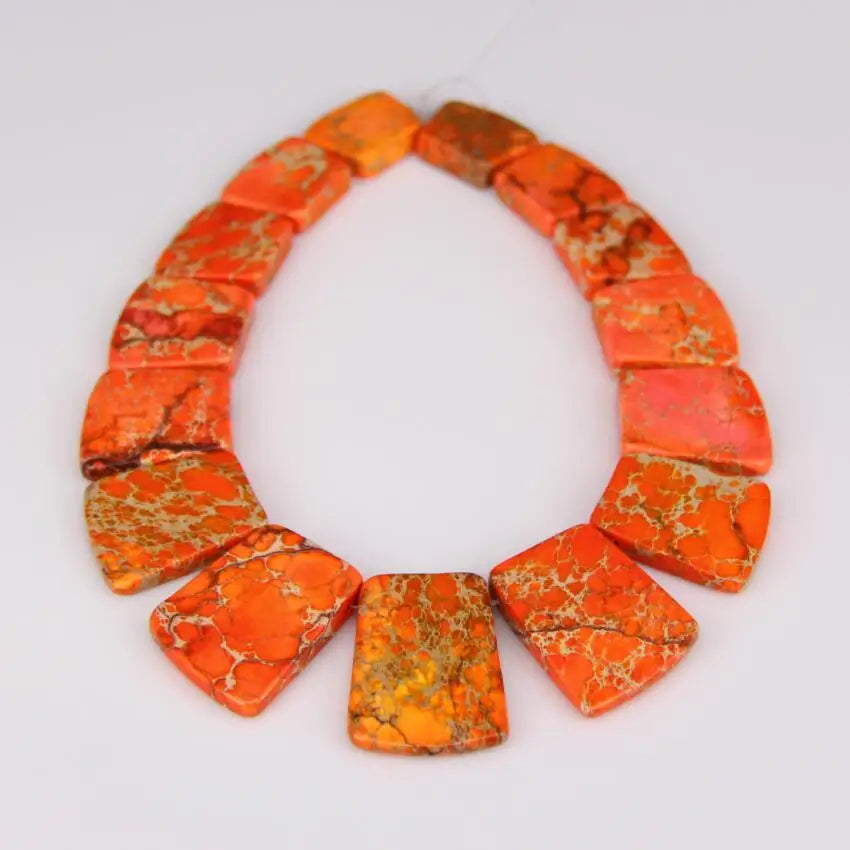 HQ Sea Sediment Stone Graduated Flat Square Bead Strand (17-35x25-28mm)