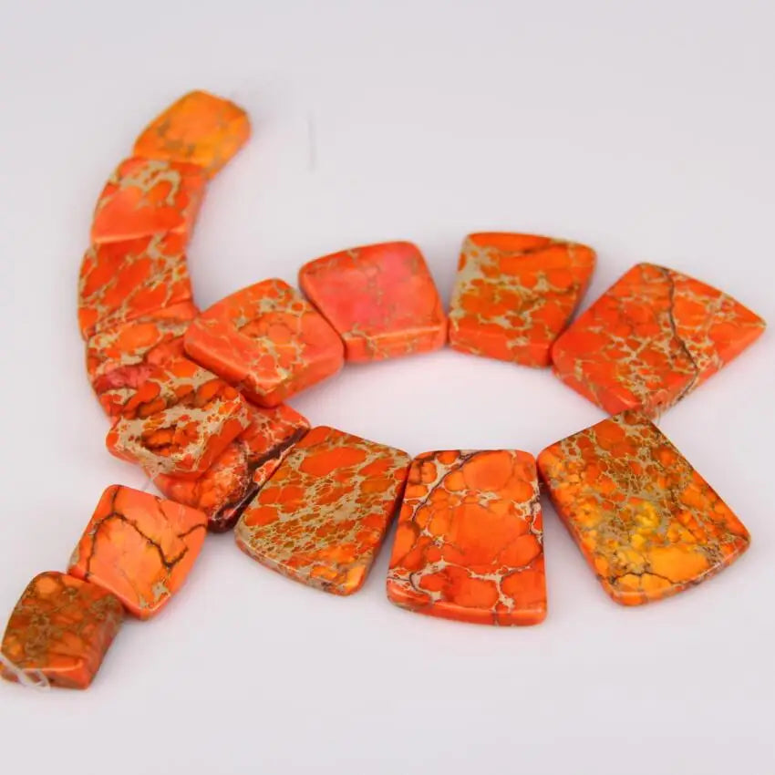 HQ Sea Sediment Stone Graduated Flat Square Bead Strand (17-35x25-28mm)