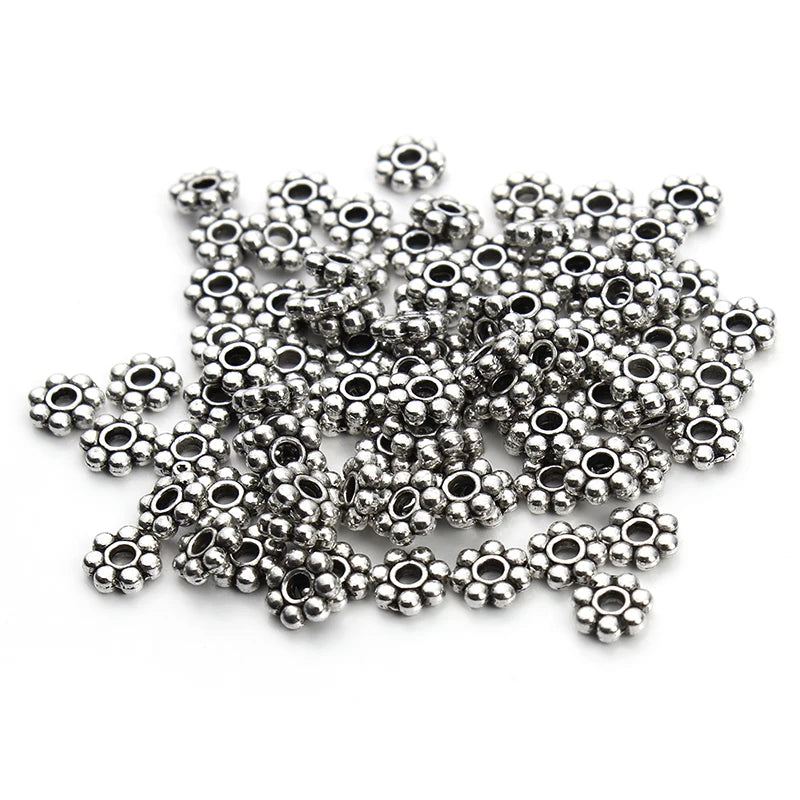 200pcs Tibetan Silver Flower Spacer Beads