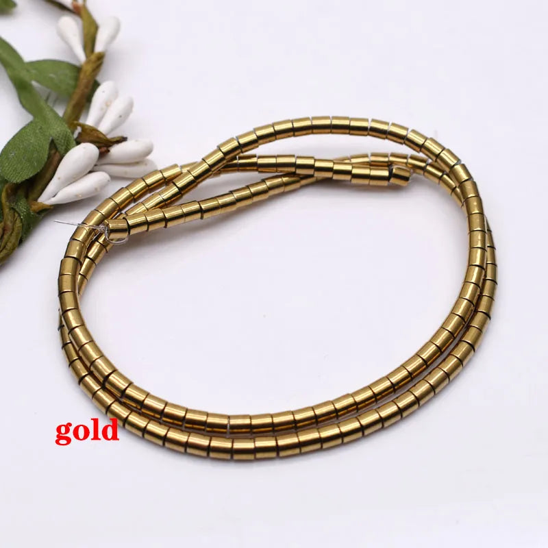 Natural Hematite Stone Barrel Spacer Bead Strand