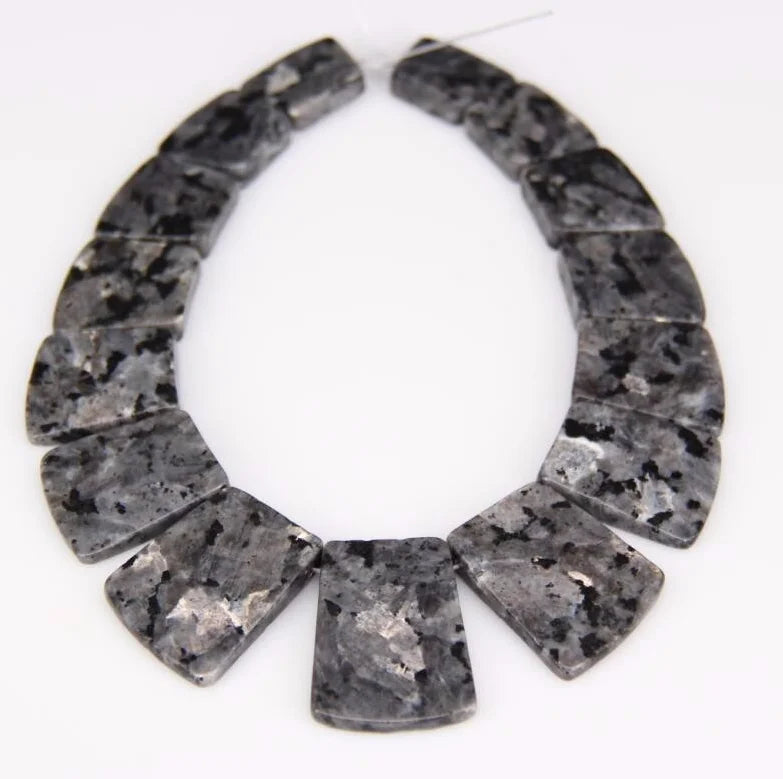 HQ Sea Sediment Stone Graduated Flat Square Bead Strand (17-35x25-28mm)