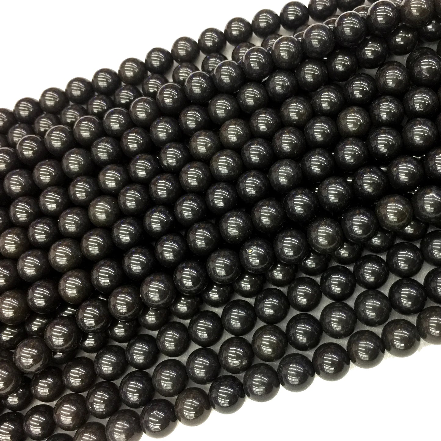 Natural Black Jade Bead Strand