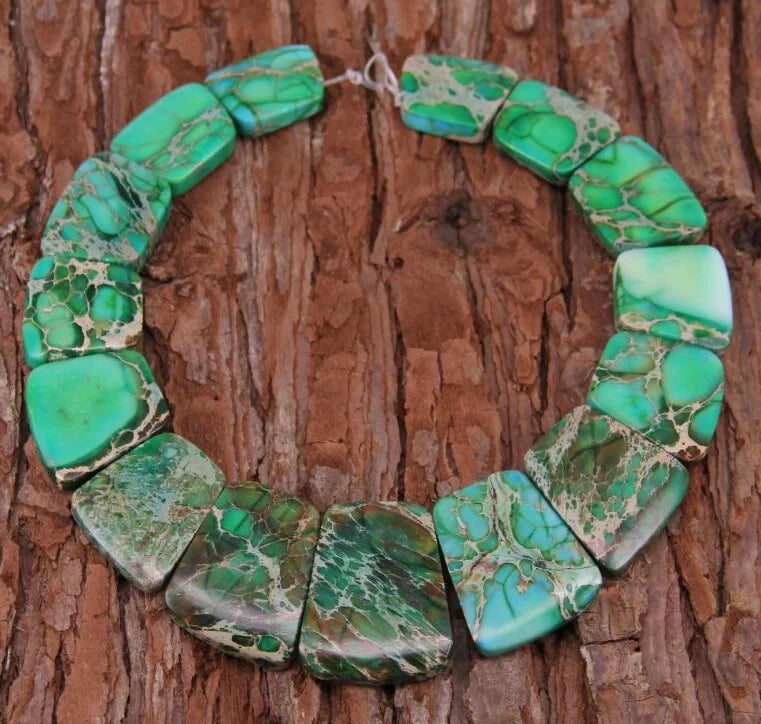 HQ Sea Sediment Stone Graduated Flat Square Bead Strand (17-35x25-28mm)