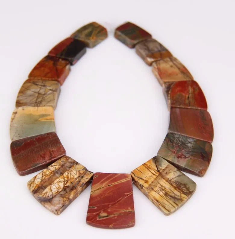HQ Sea Sediment Stone Graduated Flat Square Bead Strand (17-35x25-28mm)