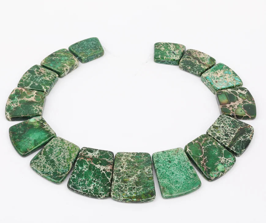 HQ Sea Sediment Stone Graduated Flat Square Bead Strand (17-35x25-28mm)