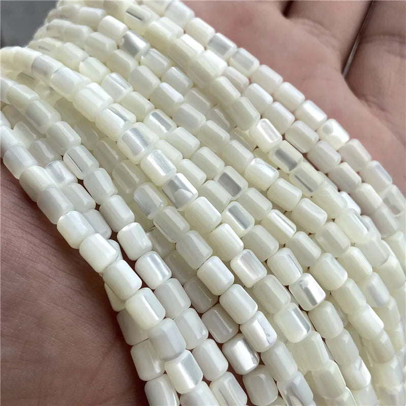 5x6mm Barrell Natural White Mother of Pearl Shell Beads