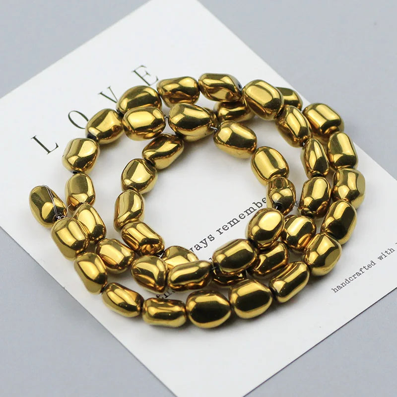 Black Hematite Irregular Barrel Magnetic Bead Strand
