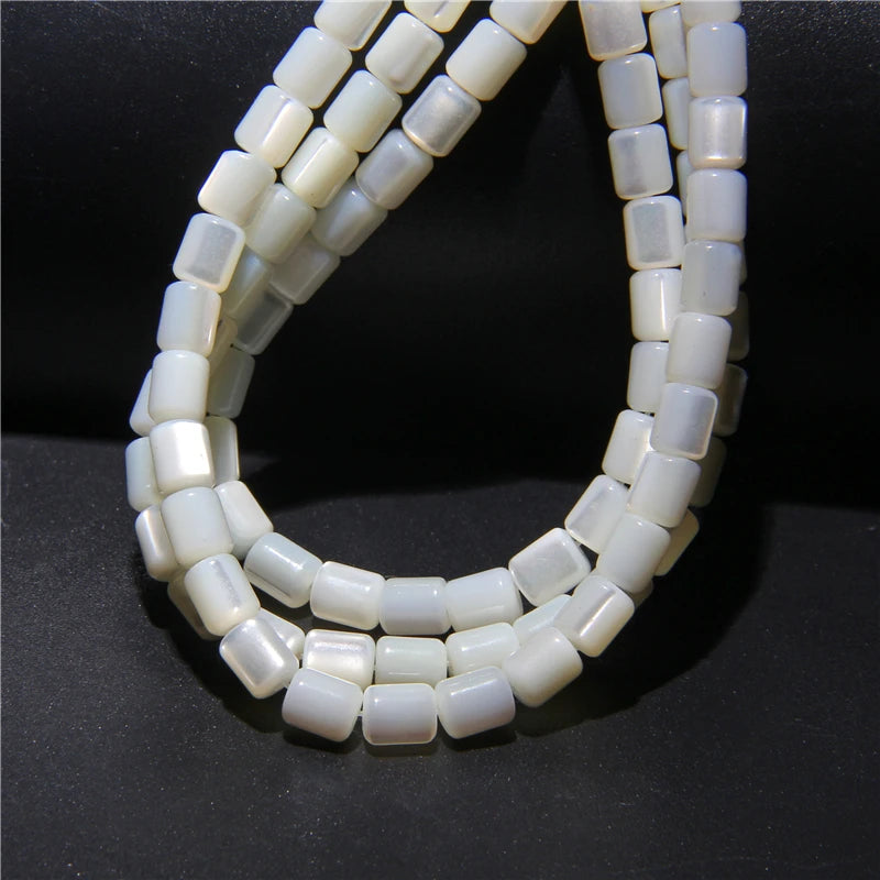 5x6mm Barrell Natural White Mother of Pearl Shell Beads