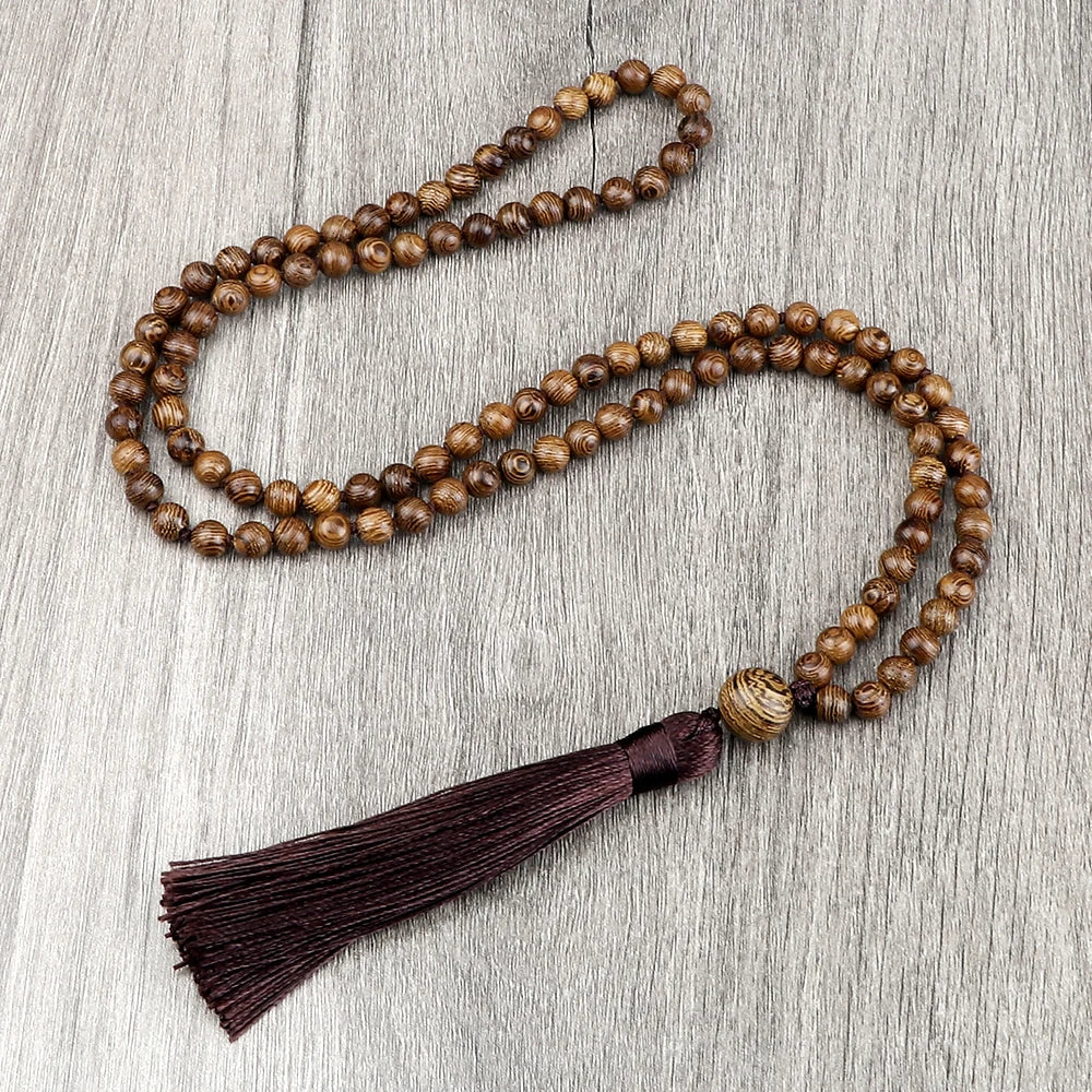 6/8mm Wooden Mala Beads Necklace