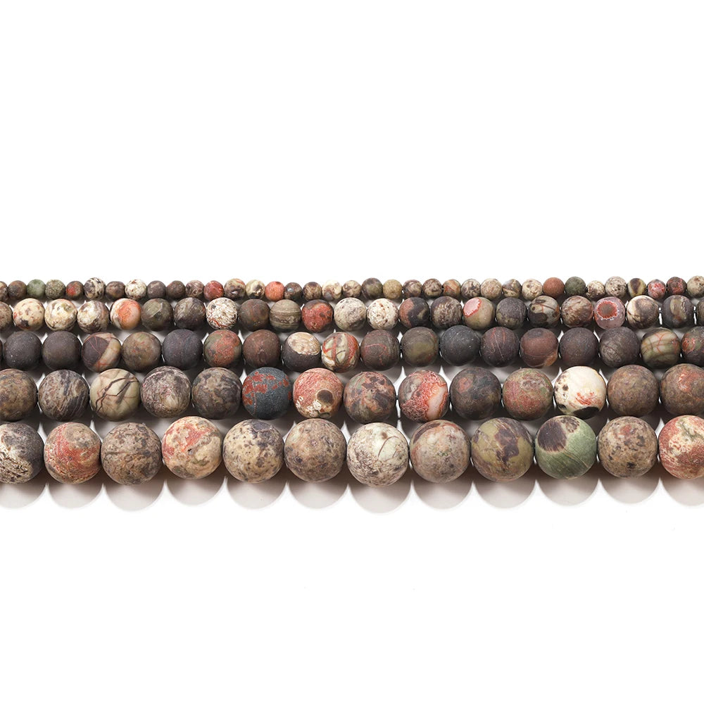 Frosted Brown Flower Agate Bead Strand (4/6/8/10mm)