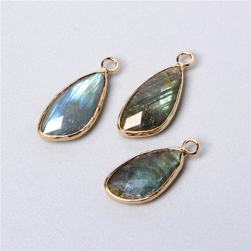 2 Pack Natural Stone Teardrop Pendant