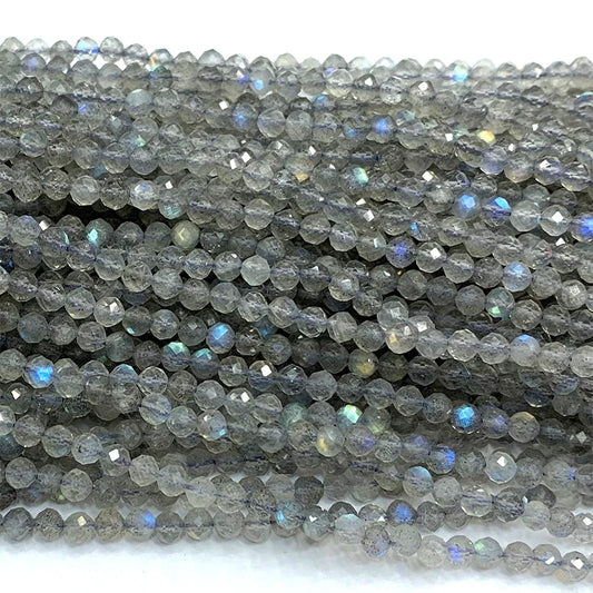 HQ Blue Labradorite Faceted Small Round Bead Strand