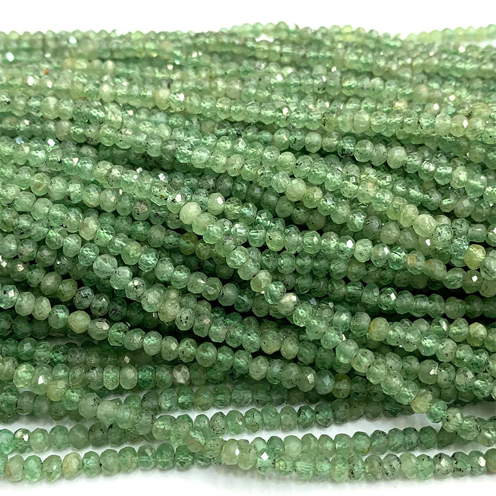 Natural Green Kyanite Faceted Small Rondelle Bead Strand (3-4mm)