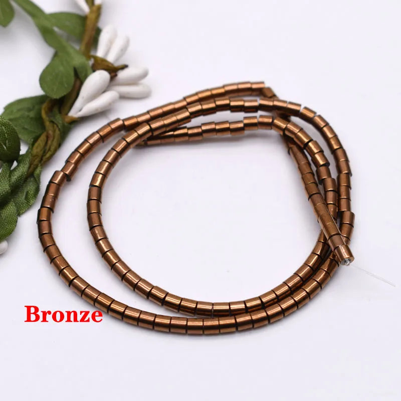 Natural Hematite Stone Barrel Spacer Bead Strand