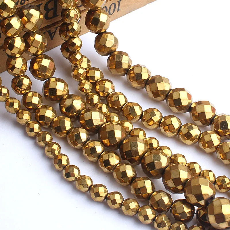 AAA Natural Faceted Silver Plated Hematite Bead Strand