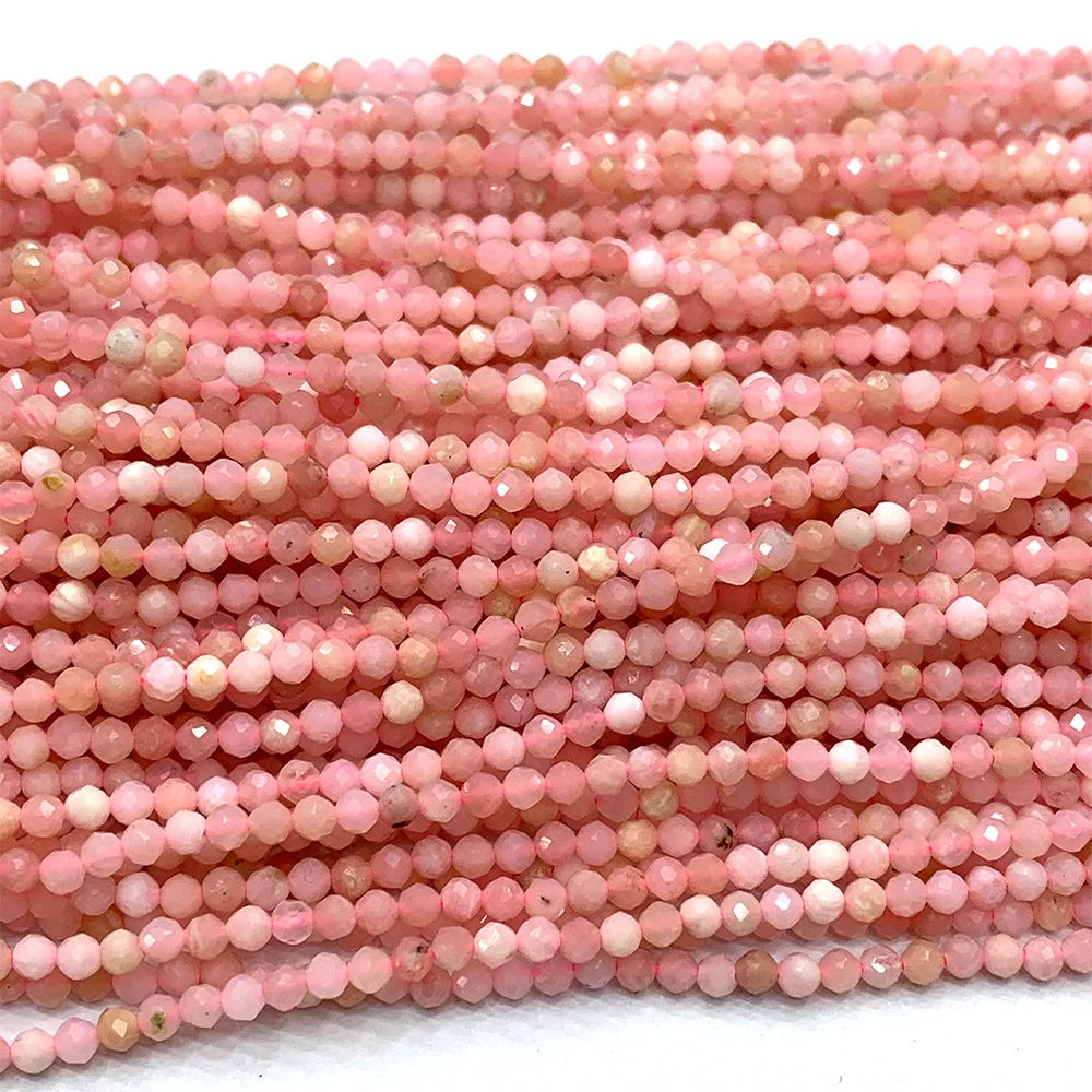 Natural Faceted Pink Opal Bead Strand