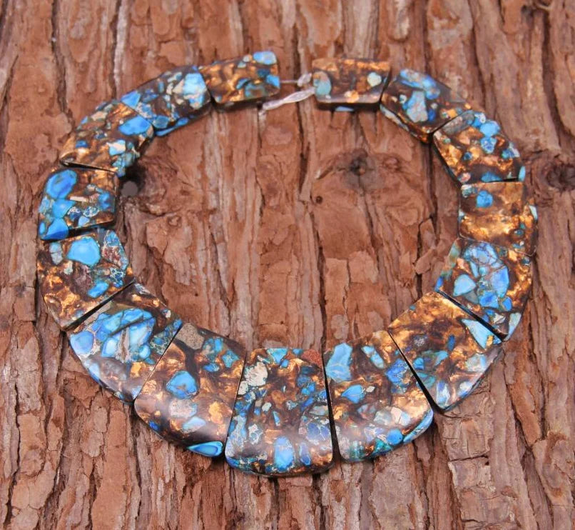 HQ Sea Sediment Stone Graduated Flat Square Bead Strand (17-35x25-28mm)