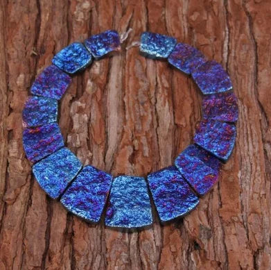 HQ Sea Sediment Stone Graduated Flat Square Bead Strand (17-35x25-28mm)
