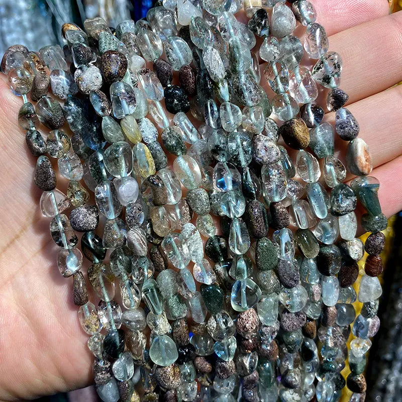 Red/green Phantom Garden Quartz Irregular Bead Strand