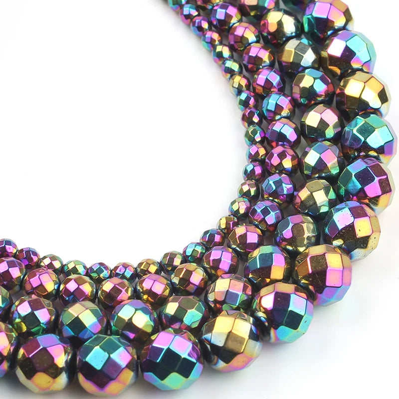 AAA Natural Faceted Silver Plated Hematite Bead Strand