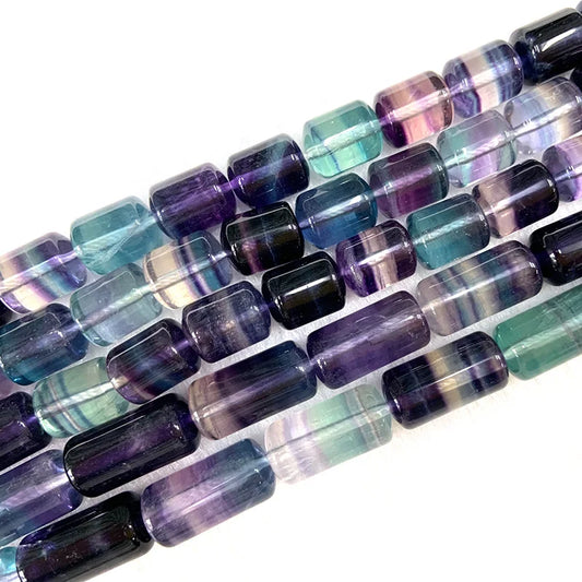Natural Fluorite 15'' Column Bead Strand (8x10/8/16mm)