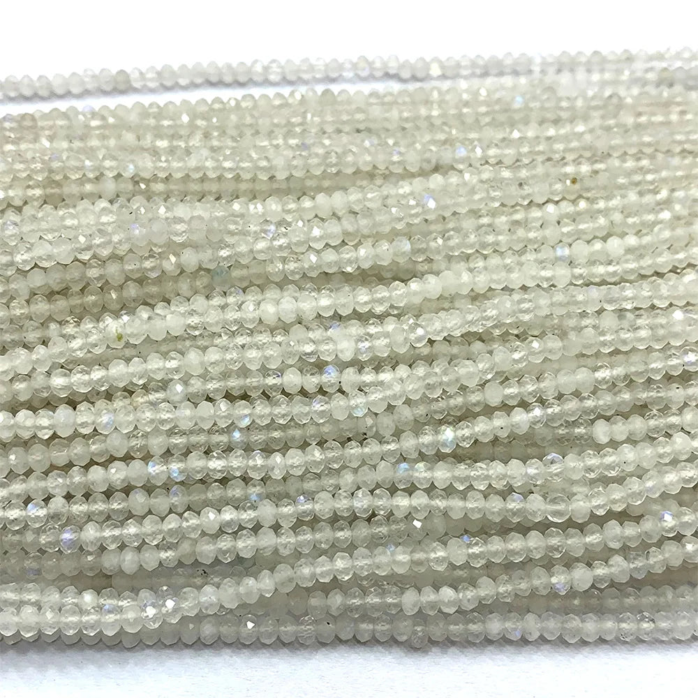 Natural Moonstone Faceted Small Rondelle Bead Strand