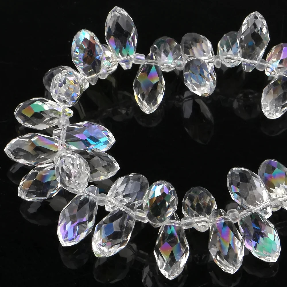 Clear AB Teardrop Glass Bead Strand