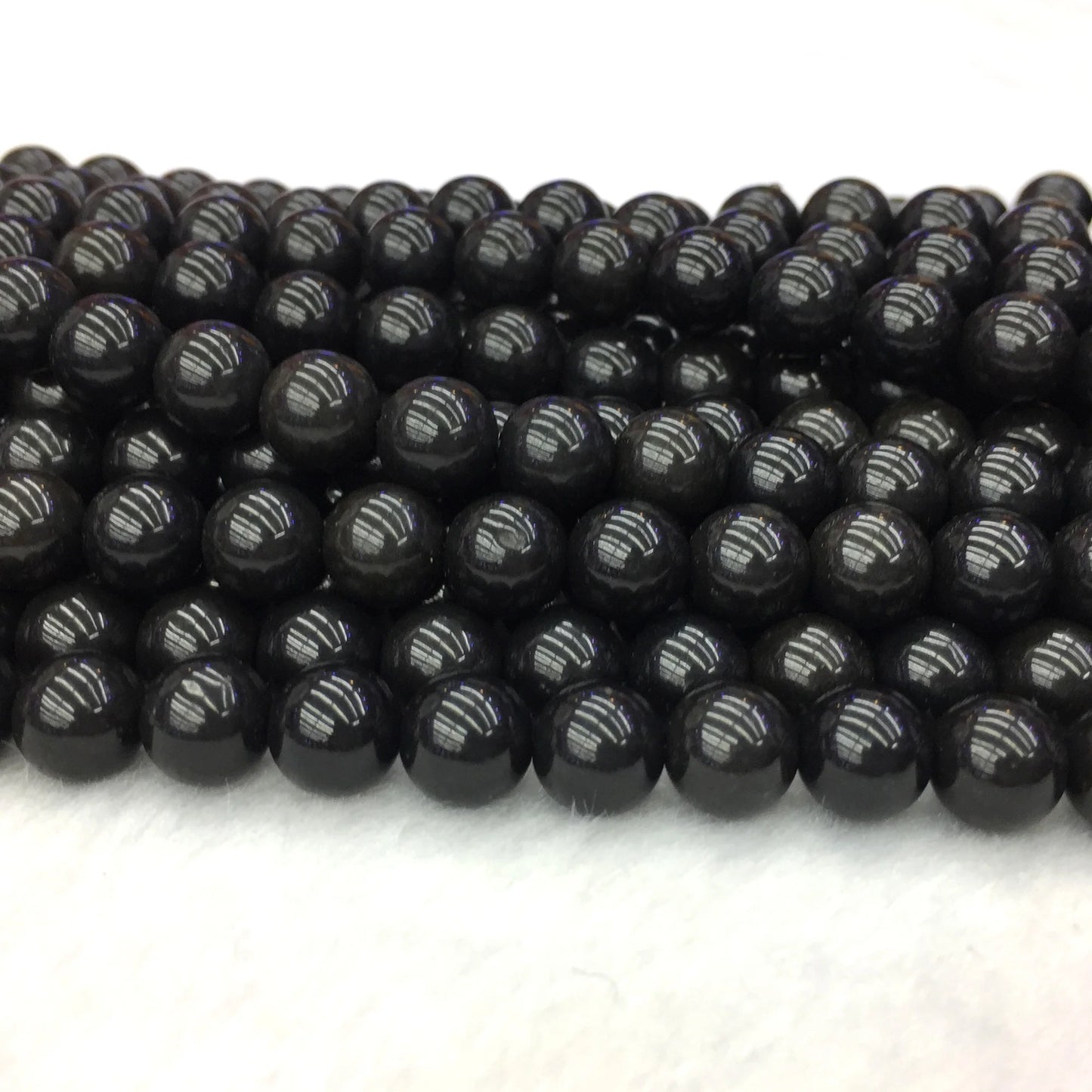 Natural Black Jade Bead Strand