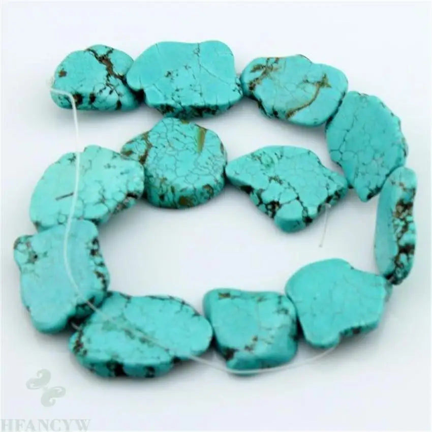 Natural Turquoise Flat Slab Bead Strand