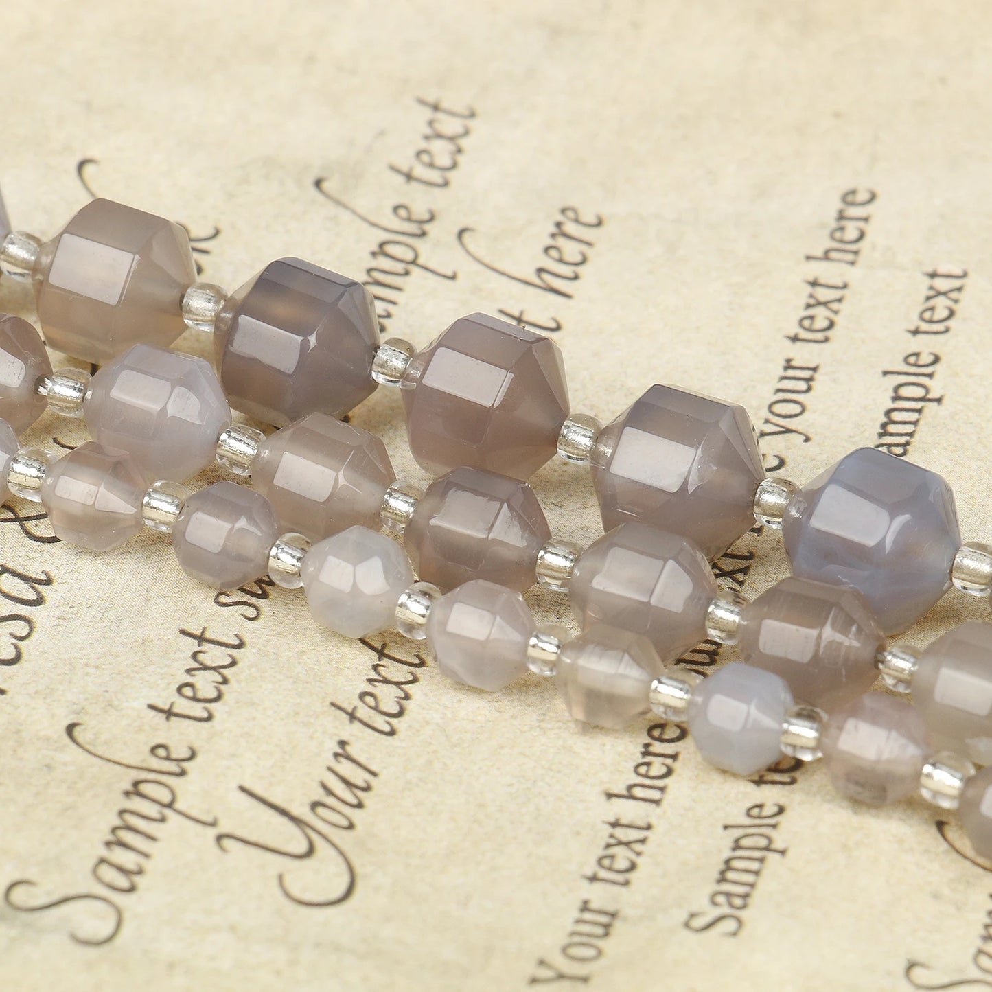 HQ Natural Gray Agate Olive Bead Strand