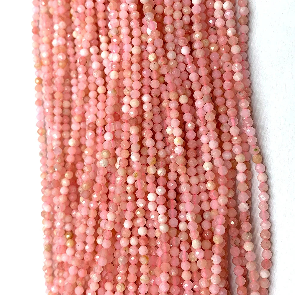 Natural Faceted Pink Opal Bead Strand