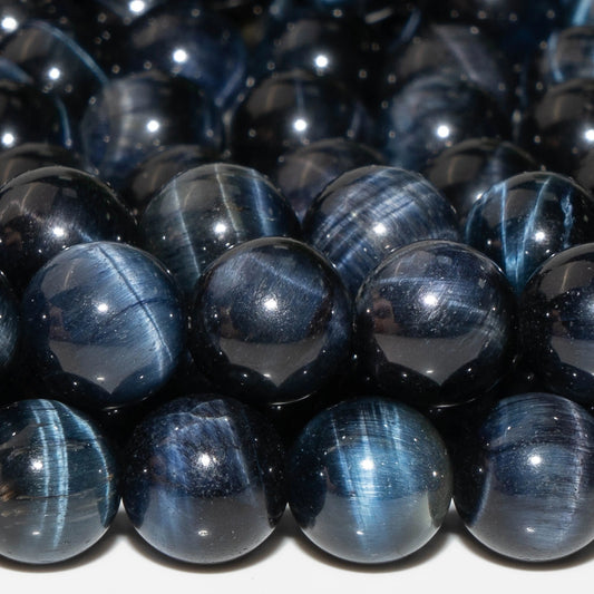 Dyed Deep Navy Blue Tiger Eye Bead Strand (6/8/10/12mm)