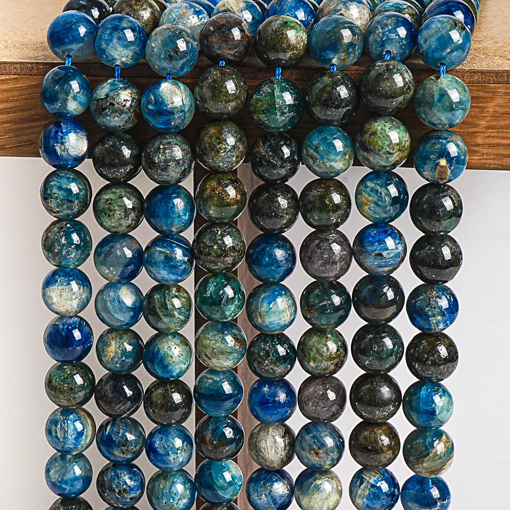 HQ Natural Deep Green Blue Kyanite Bead Strand (5-12mm)