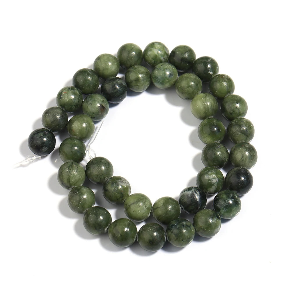 HQ Natural Deep Green Southern Jade Bead Strand (4/6/8/10/12mm)