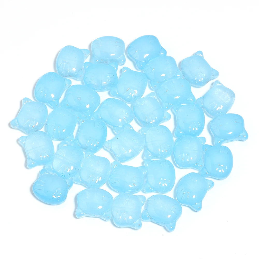 30Pcs Lampwork Glass Cat Head Beads