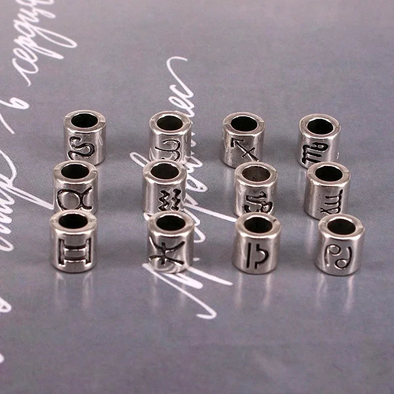 12pcs Steel Zodiac Spacer Beads 7.5x7.5mm