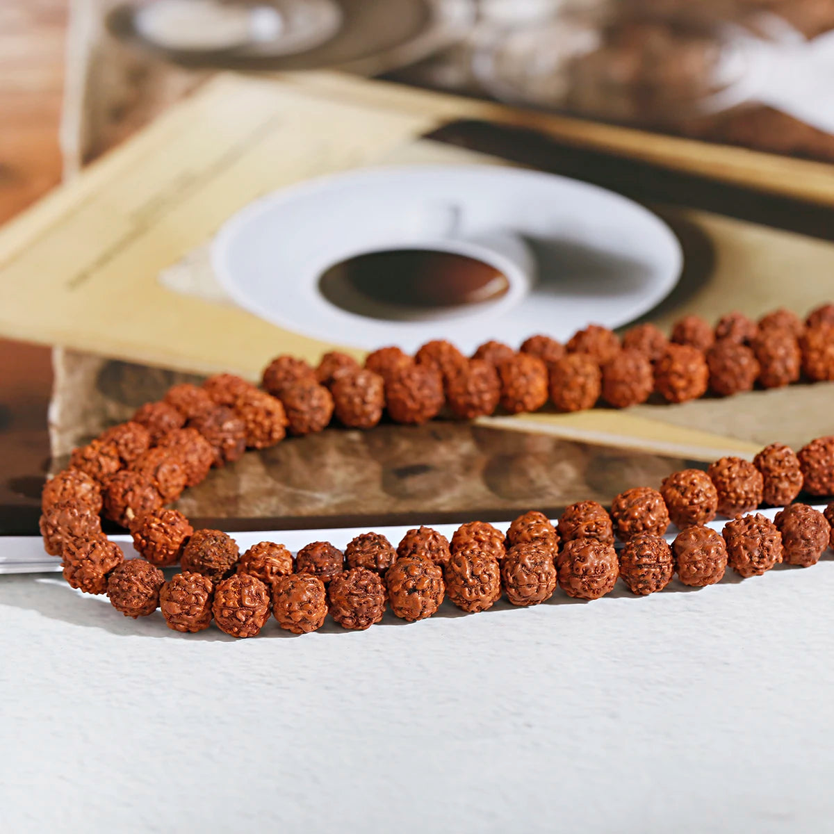 Natural Rudraksha Vajra Bodhi Bead Strand (108 Beads- 6/8/10/12mm)