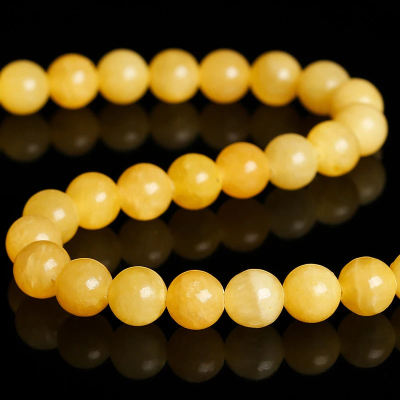 Natural Yellow Jade Bead Strand