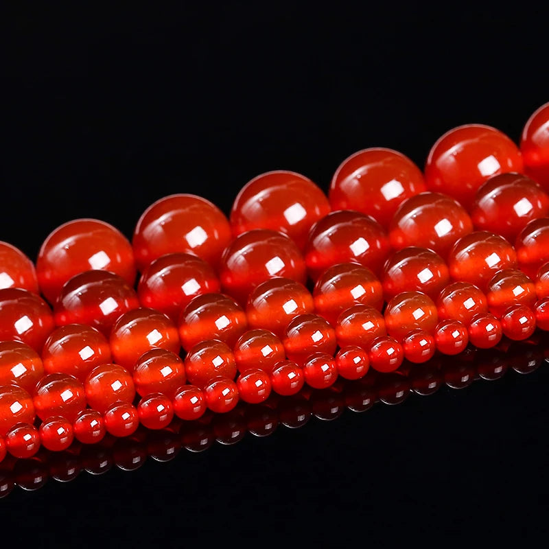 HQ Natural Red Agate Bead Strand