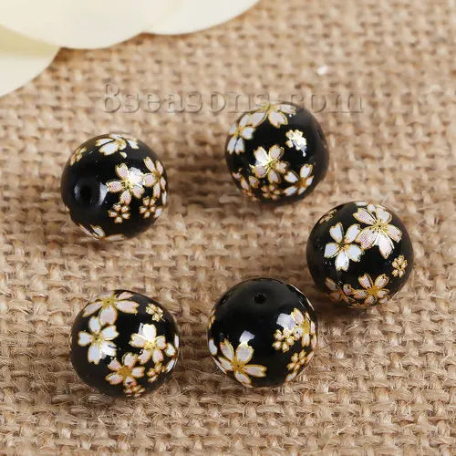 5PCs 10mm Glass Vintage Japanese Tensha Beads