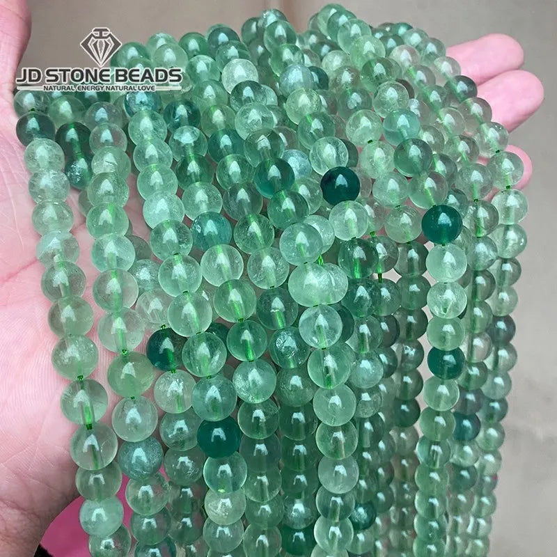 Natural Green Fluorite Stone Bead Strand