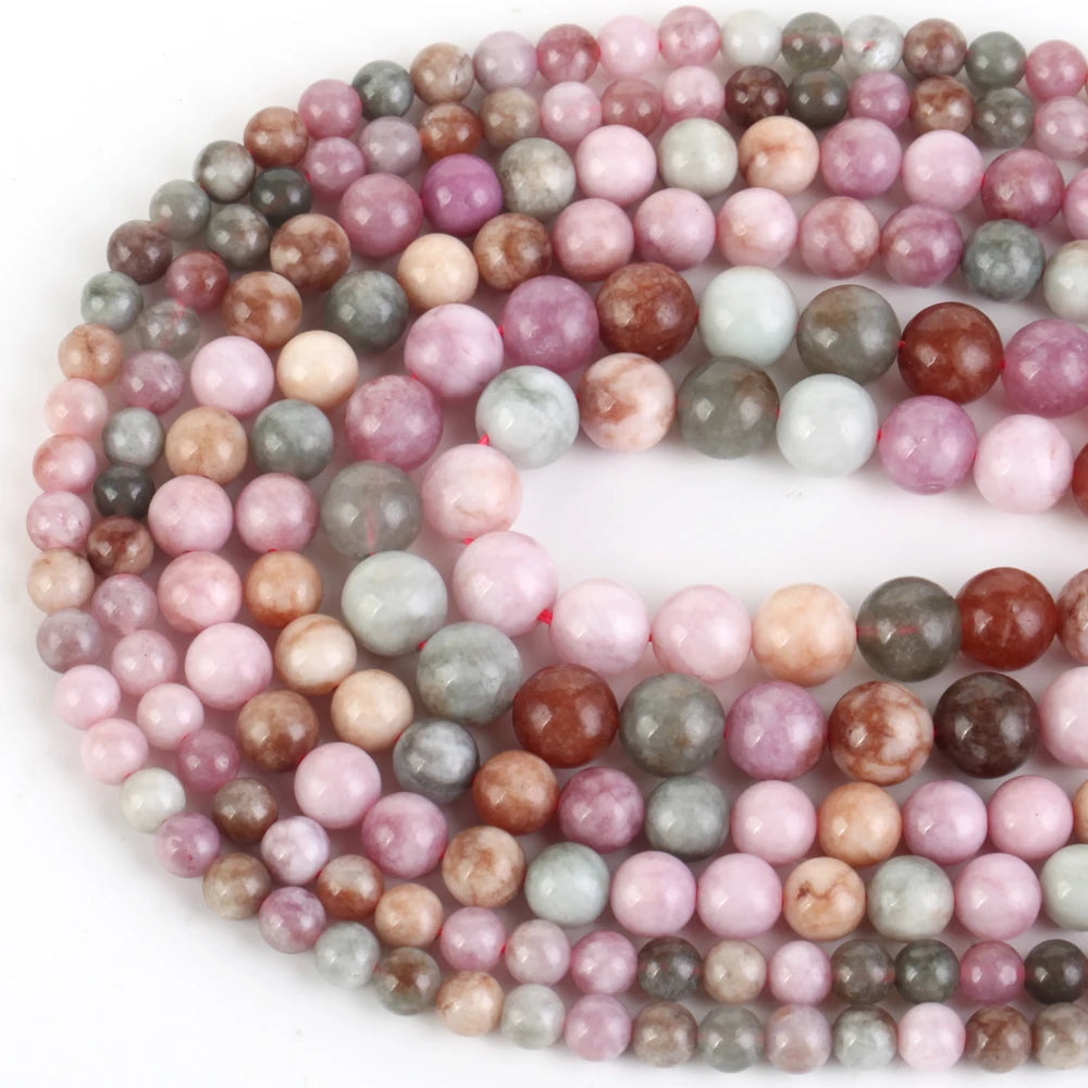 Natural Multicolor Jade Bead Strand