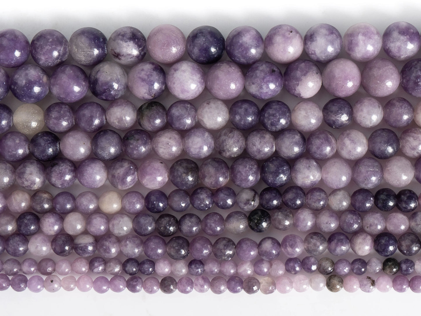 HQ Natural Heather Purple Lepidolite Bead Strand