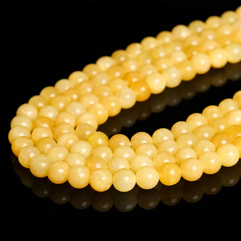 Natural Yellow Jade Bead Strand